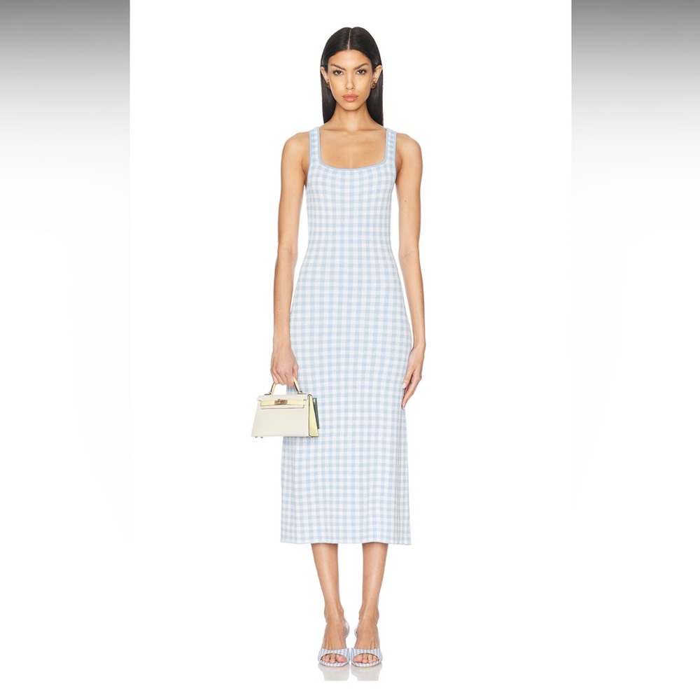 STAUD XS Gingham Sleeveless Dress